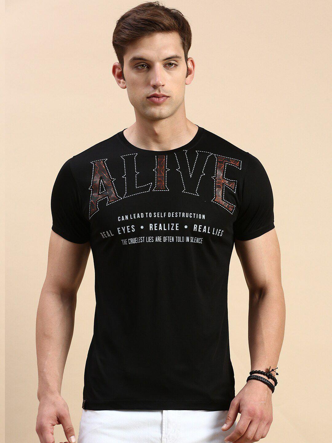 showoff typography printed slim fit t-shirt