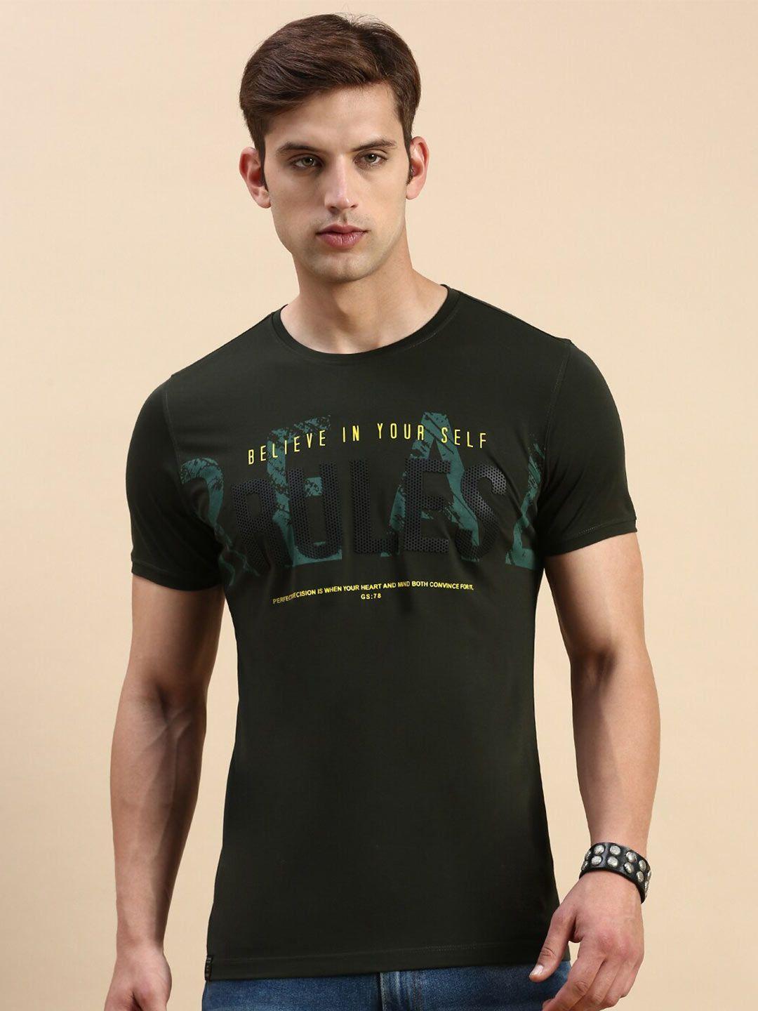 showoff typography printed slim fit t-shirt