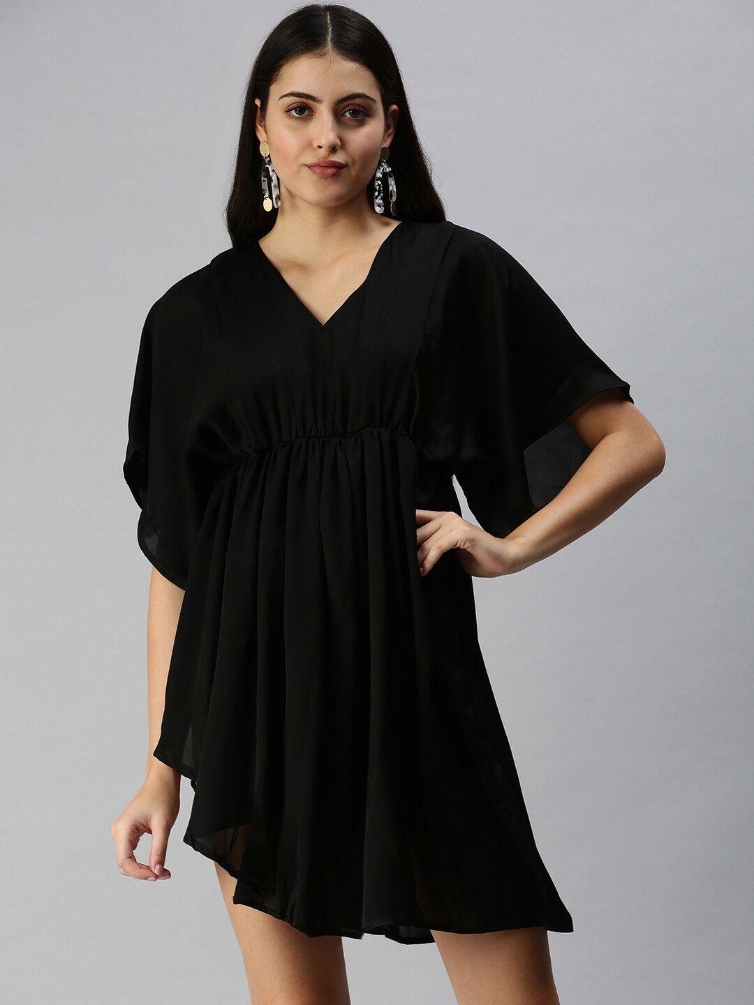 showoff v-neck asymmetric kaftan mini dress