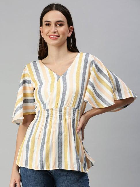 showoff v-neck candy stripes multicolorcolor top