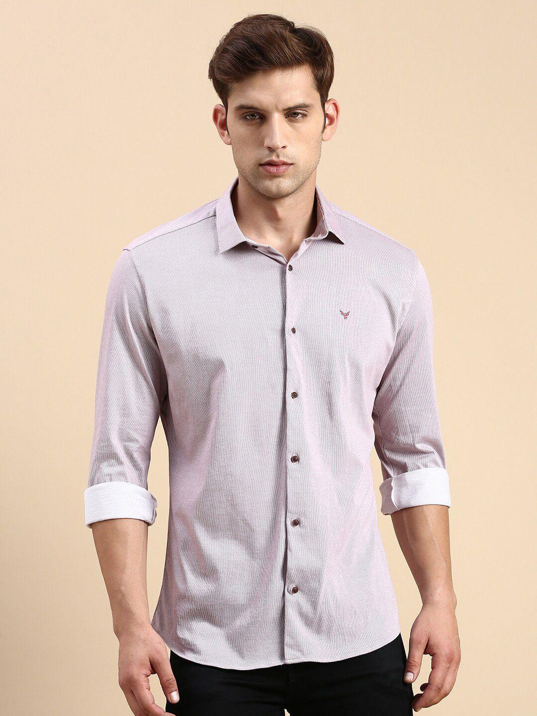 showoff vertical stripes comfort slim fit opaque cotton casual shirt