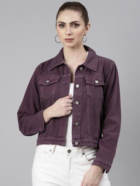showoff violet regular fit denim jacket