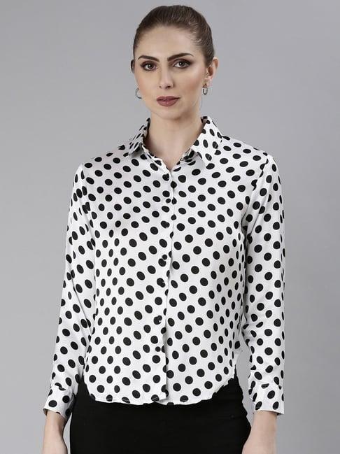 showoff white & black polka dot shirt