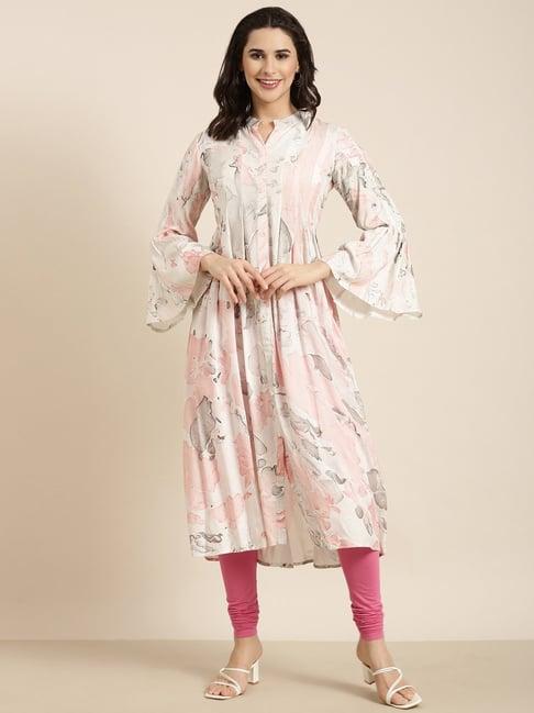 showoff white & peach printed kurta