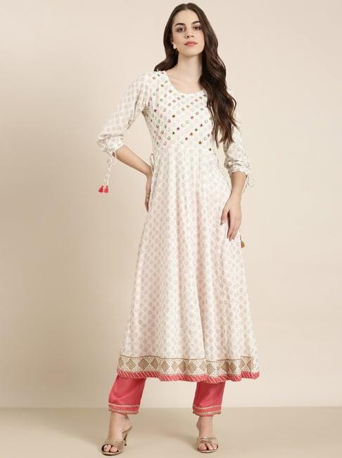 showoff white cotton printed kurta