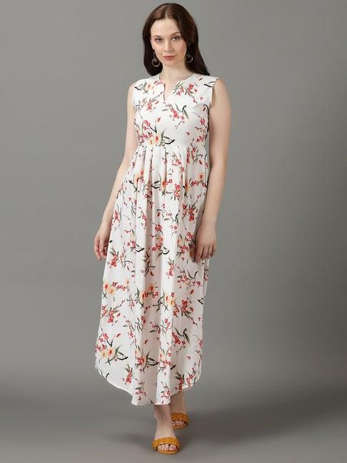 showoff white floral print gown