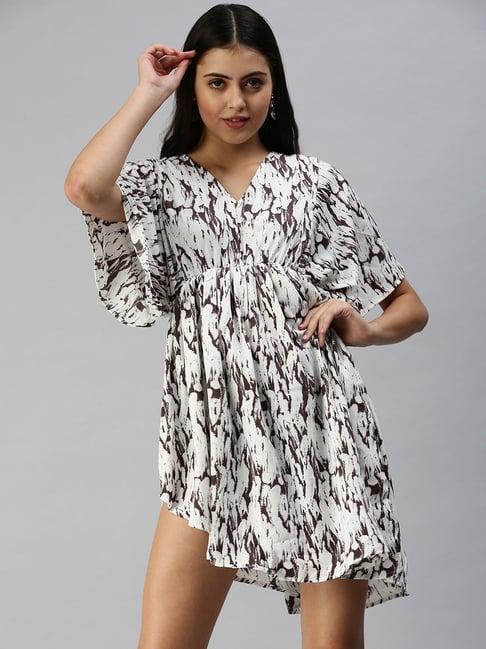 showoff white printed kaftan dress