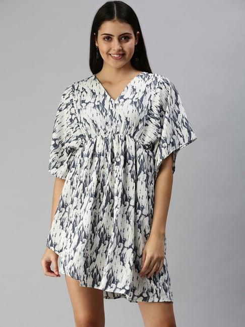 showoff white printed kaftan dress