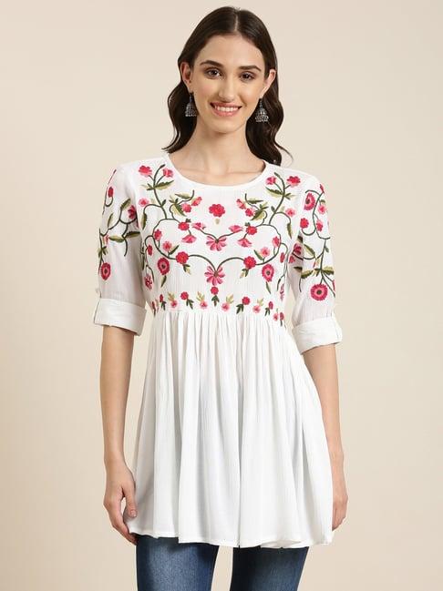 showoff white regular fit kurti