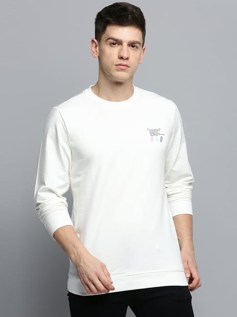 showoff white regular fit printed sweatshirt