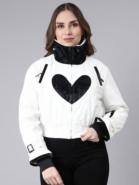 showoff white regular fit puffer jacket