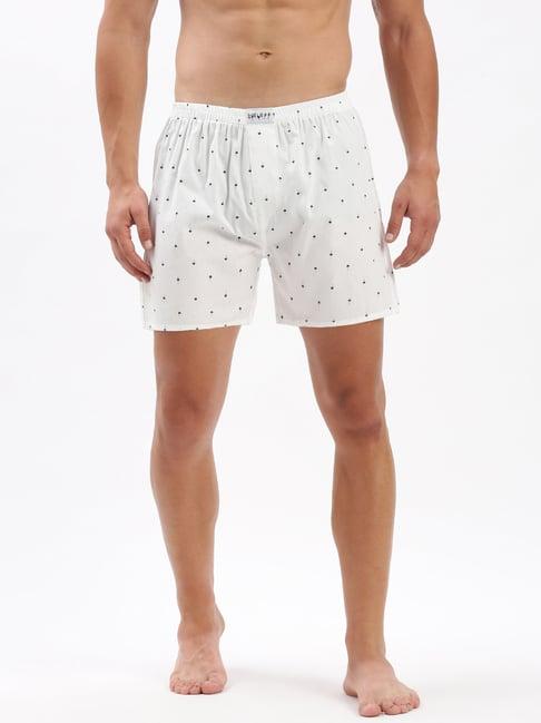 showoff white slim fit printed cotton boxers