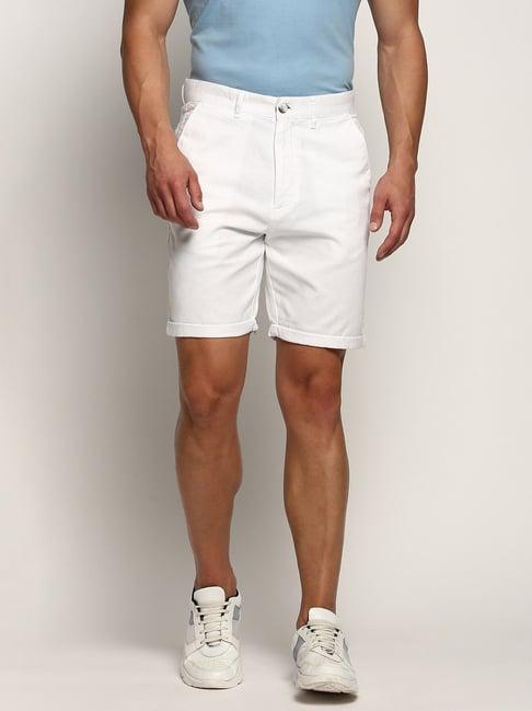 showoff white slim fit shorts