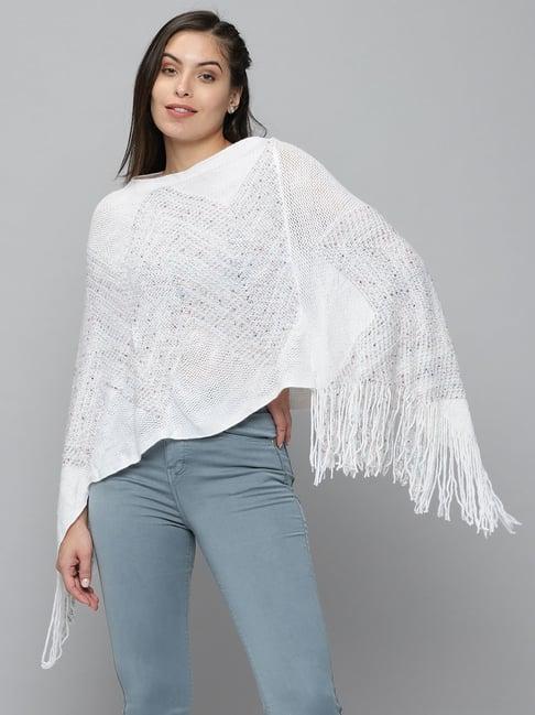 showoff white wool poncho