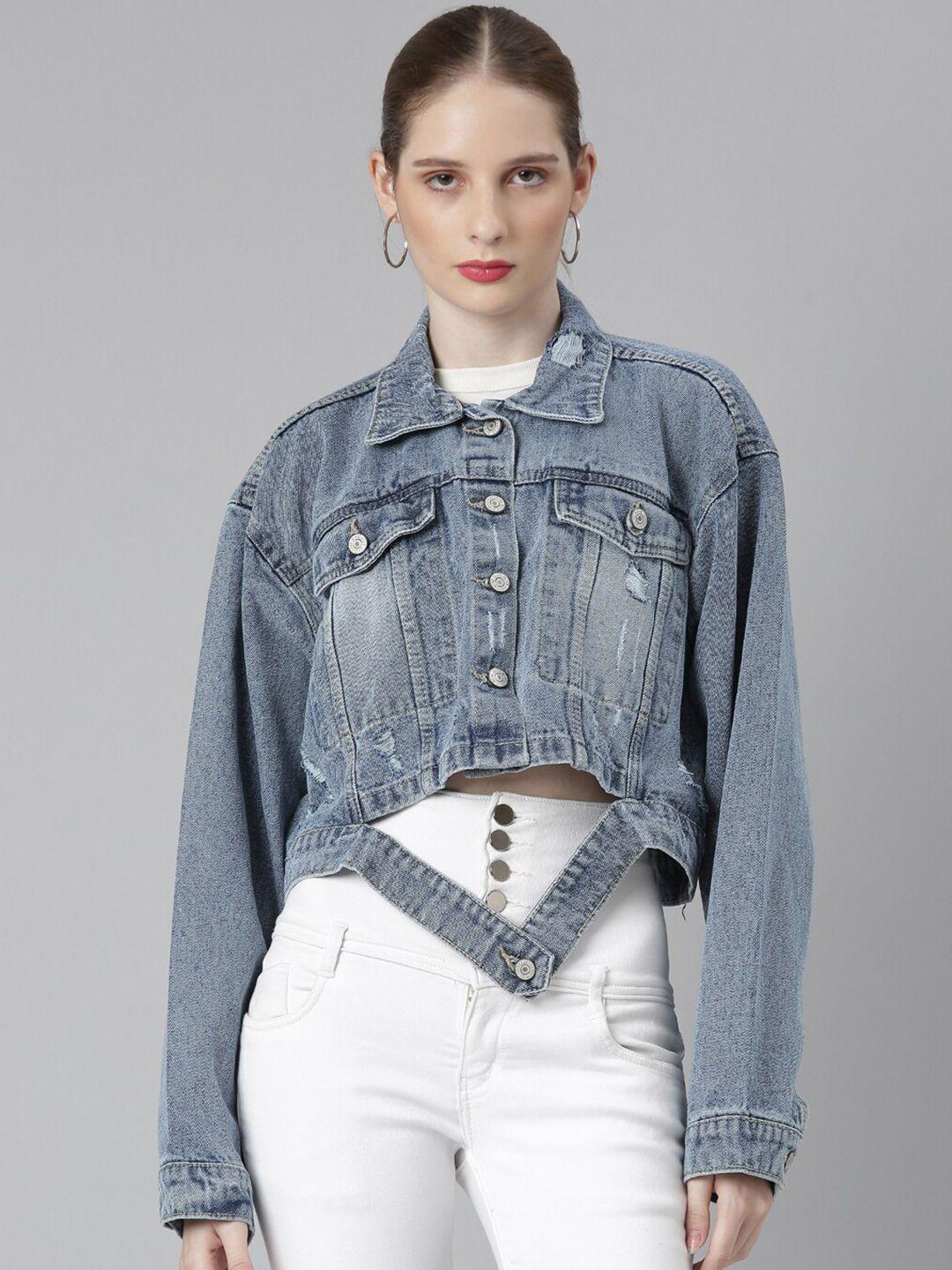 showoff windcheater crop denim jacket