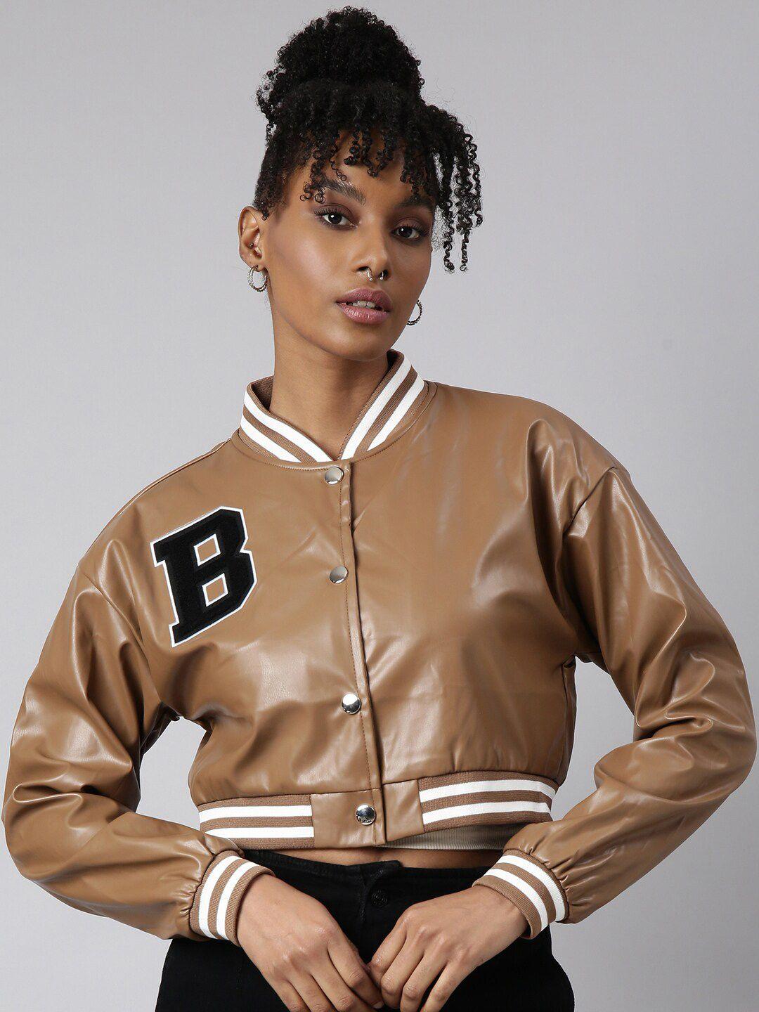 showoff windcheater drop shoulder oversized crop varsity jacket