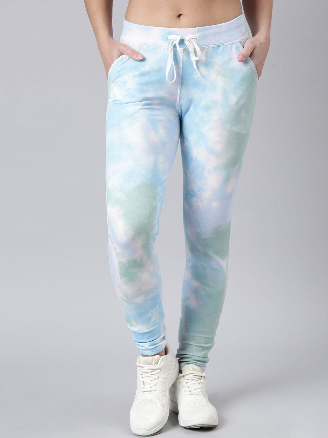 showoff women abstract-printed slim-fit cotton track pant