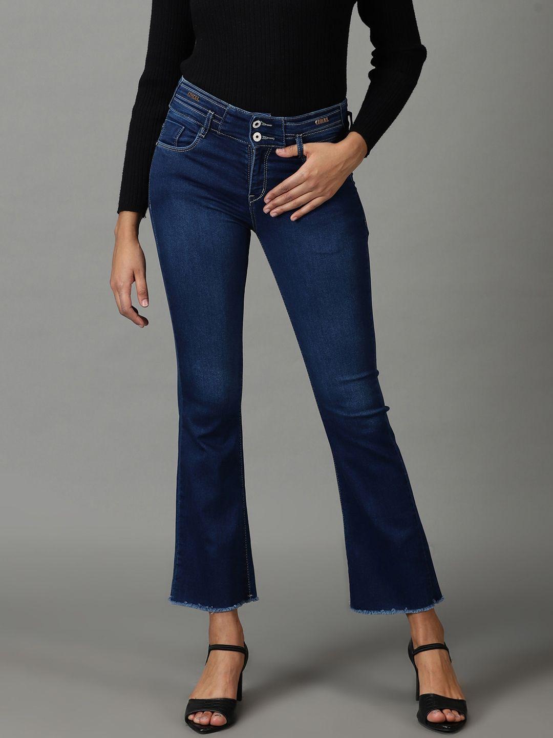 showoff women bootcut high-rise light fade stretchable jeans