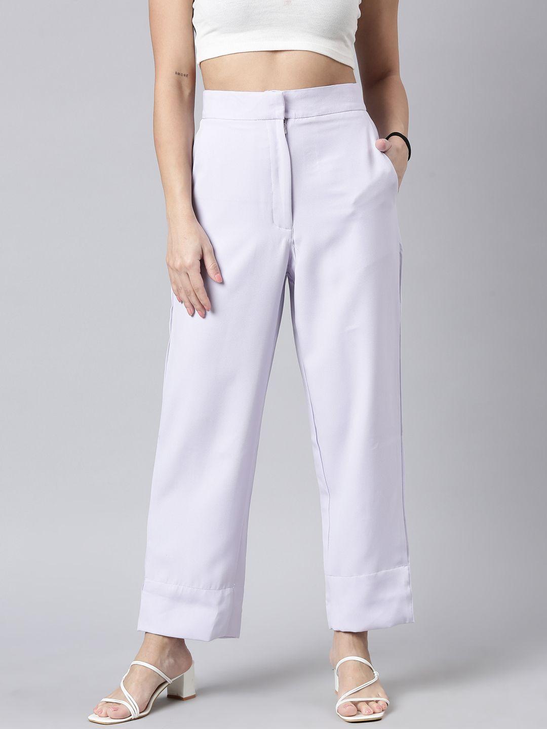showoff women comfort straight fit cotton parallel trouser