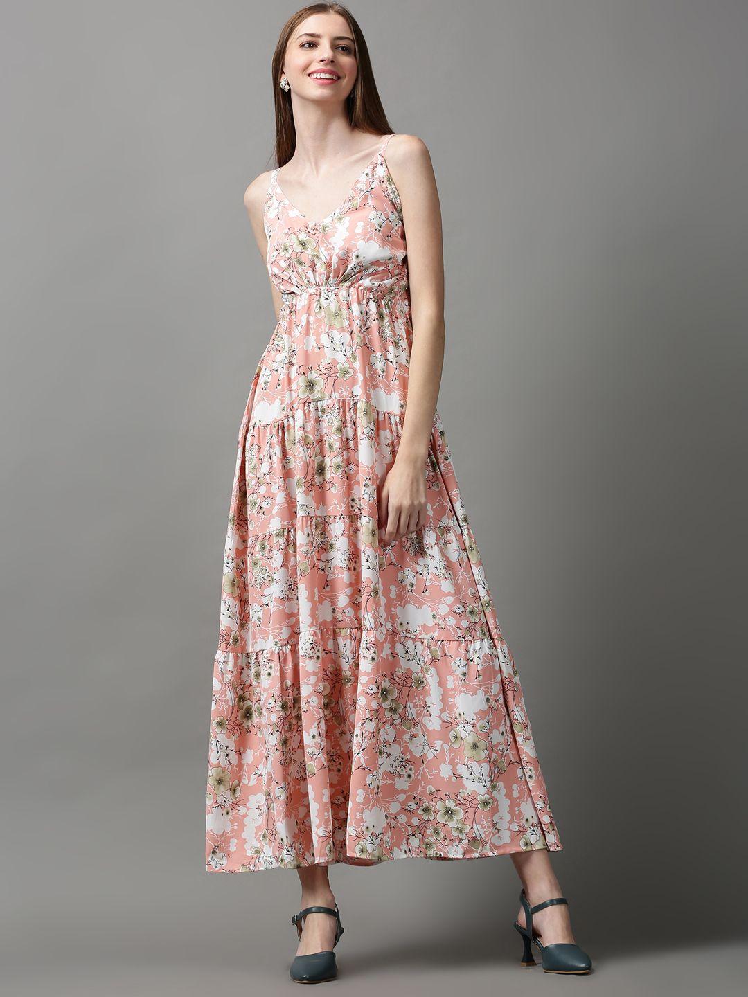 showoff women floral v-neck crepe maxi dress