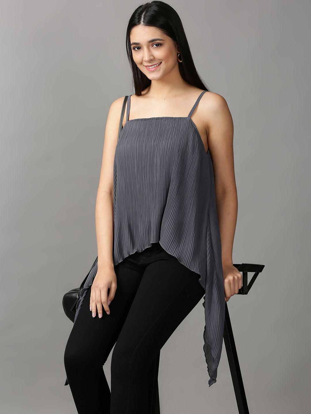 showoff women grey chiffon top