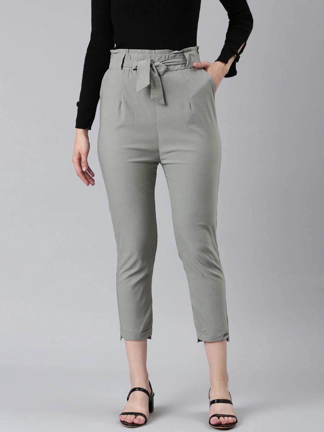showoff women high-rise pleated cigarette trousers