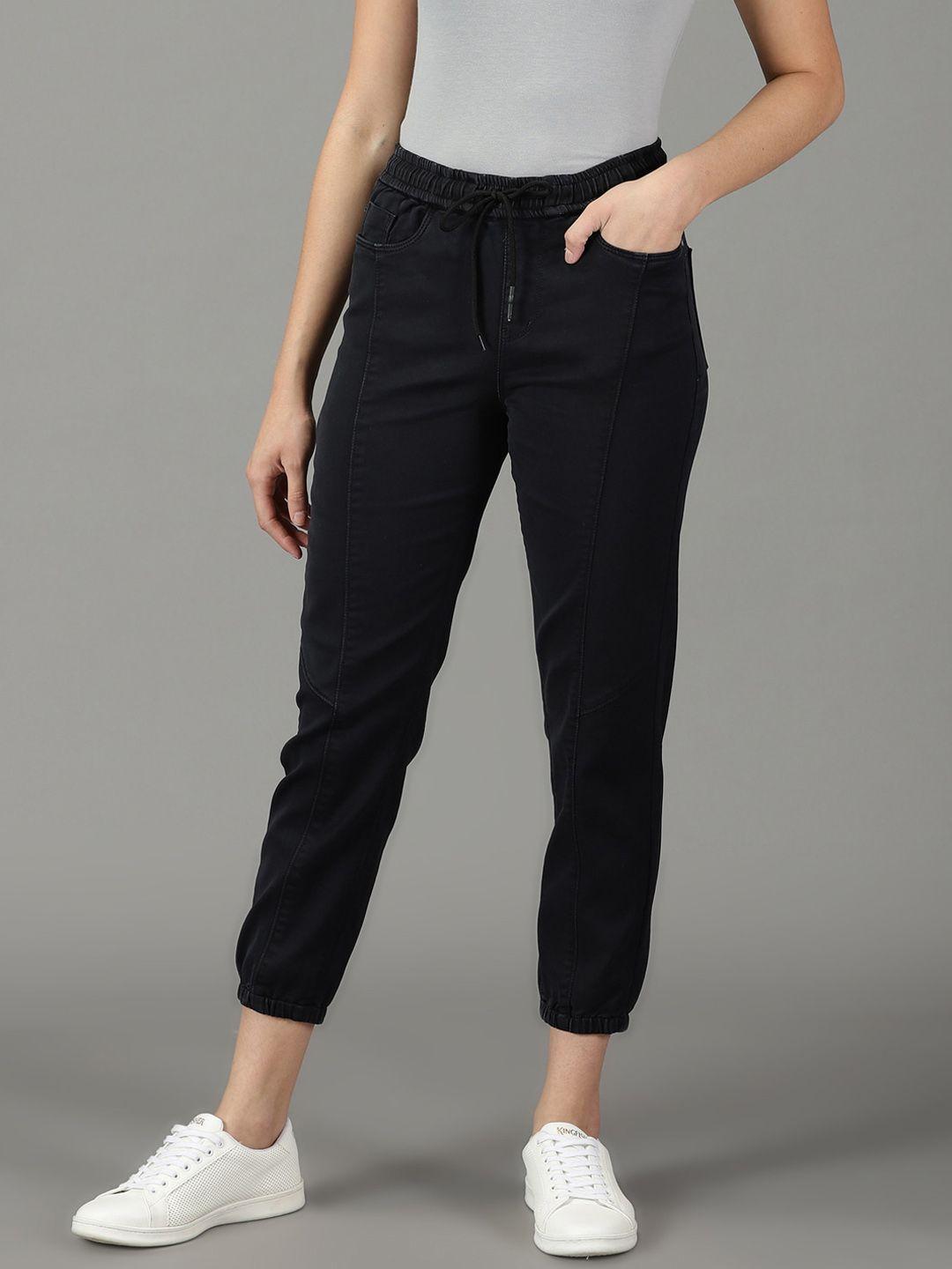 showoff women jogger high-rise stretchable cotton jeans