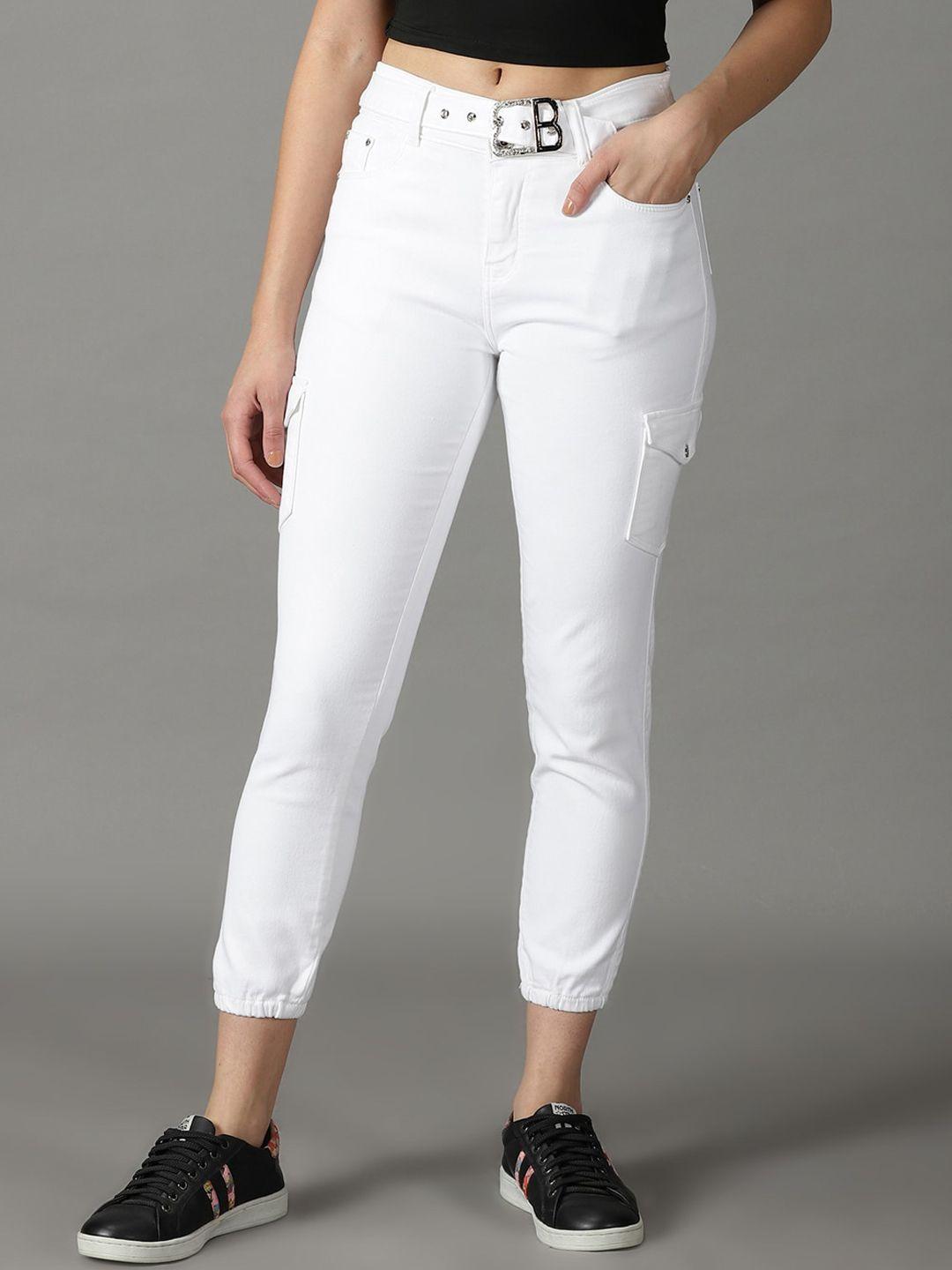 showoff women jogger high-rise stretchable jeans