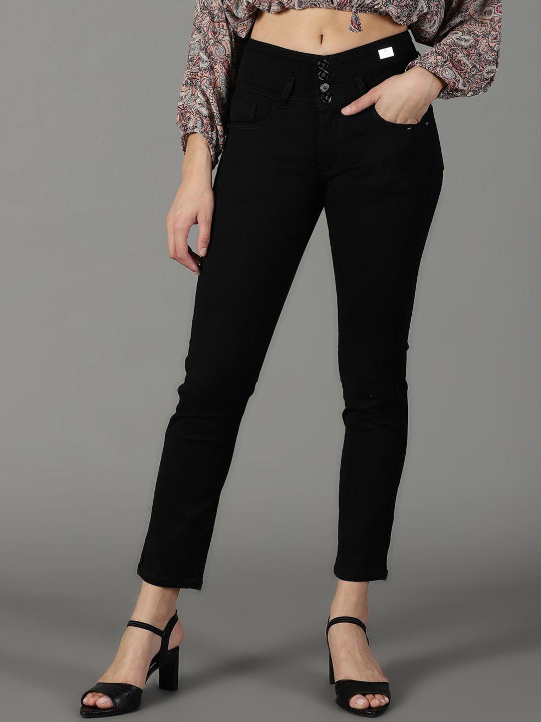 showoff women mid-rise stretchable cotton jeans