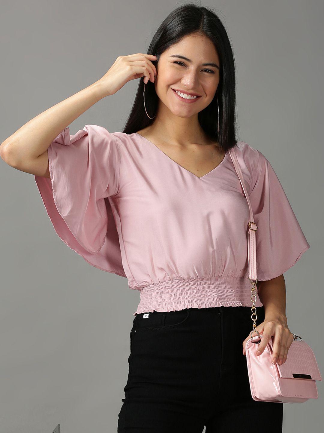 showoff women pink blouson top