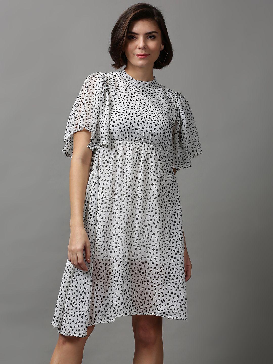 showoff women polka dot printed fit & flare dress