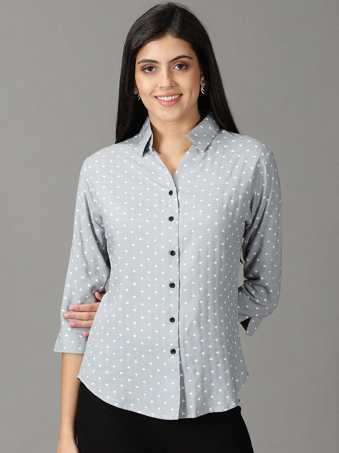 showoff women printed casual shirt