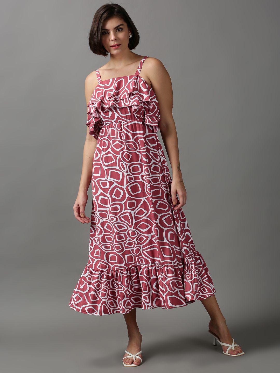 showoff women printed crepe maxi dress