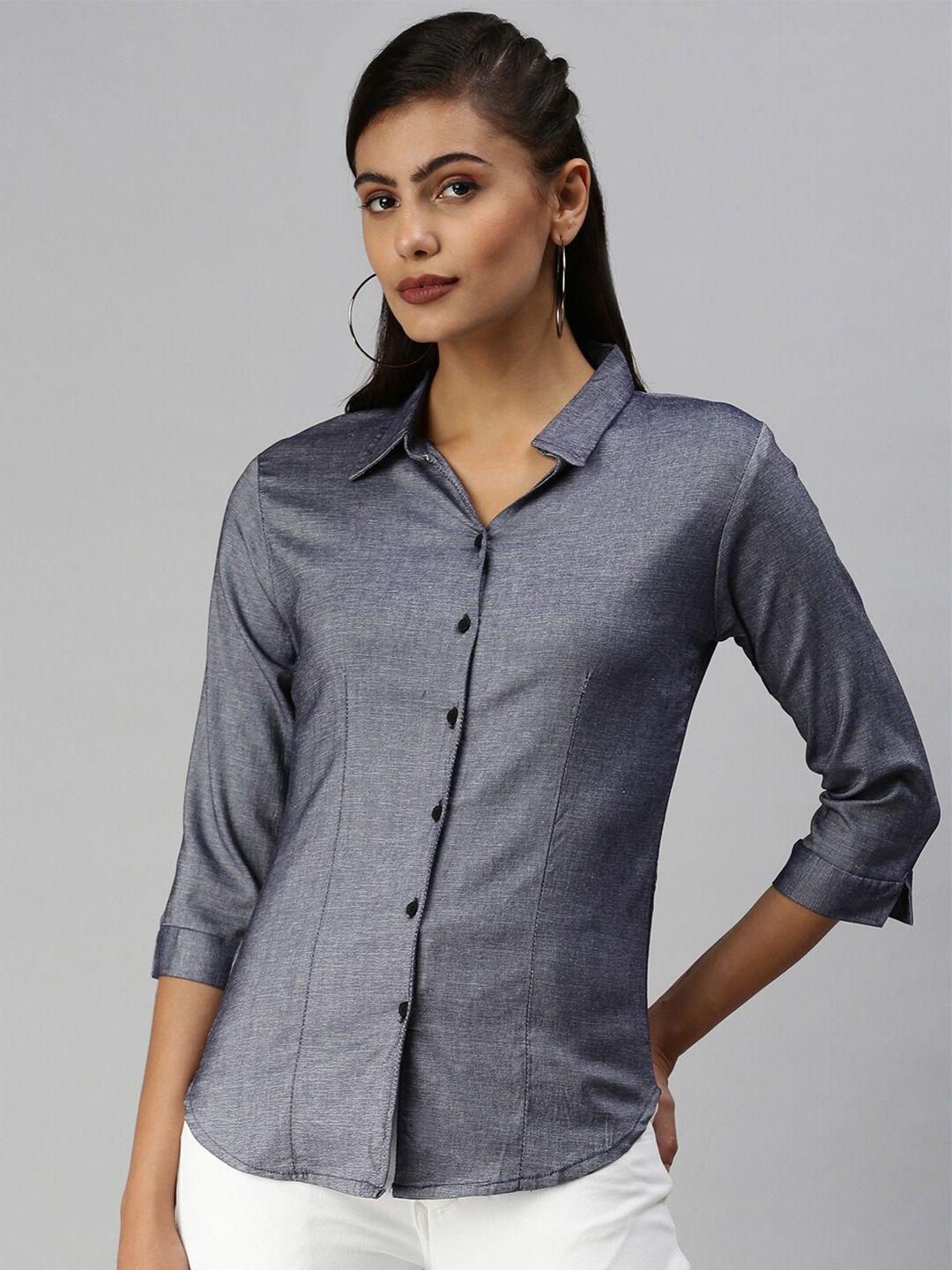 showoff women semi skinny fit opaque casual shirt