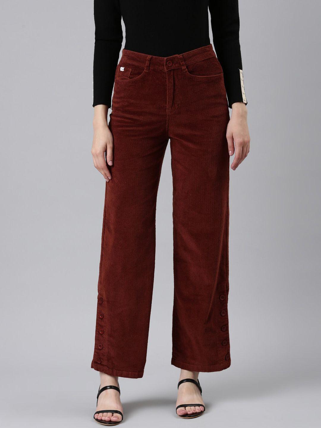 showoff women straight fit high-rise trousers