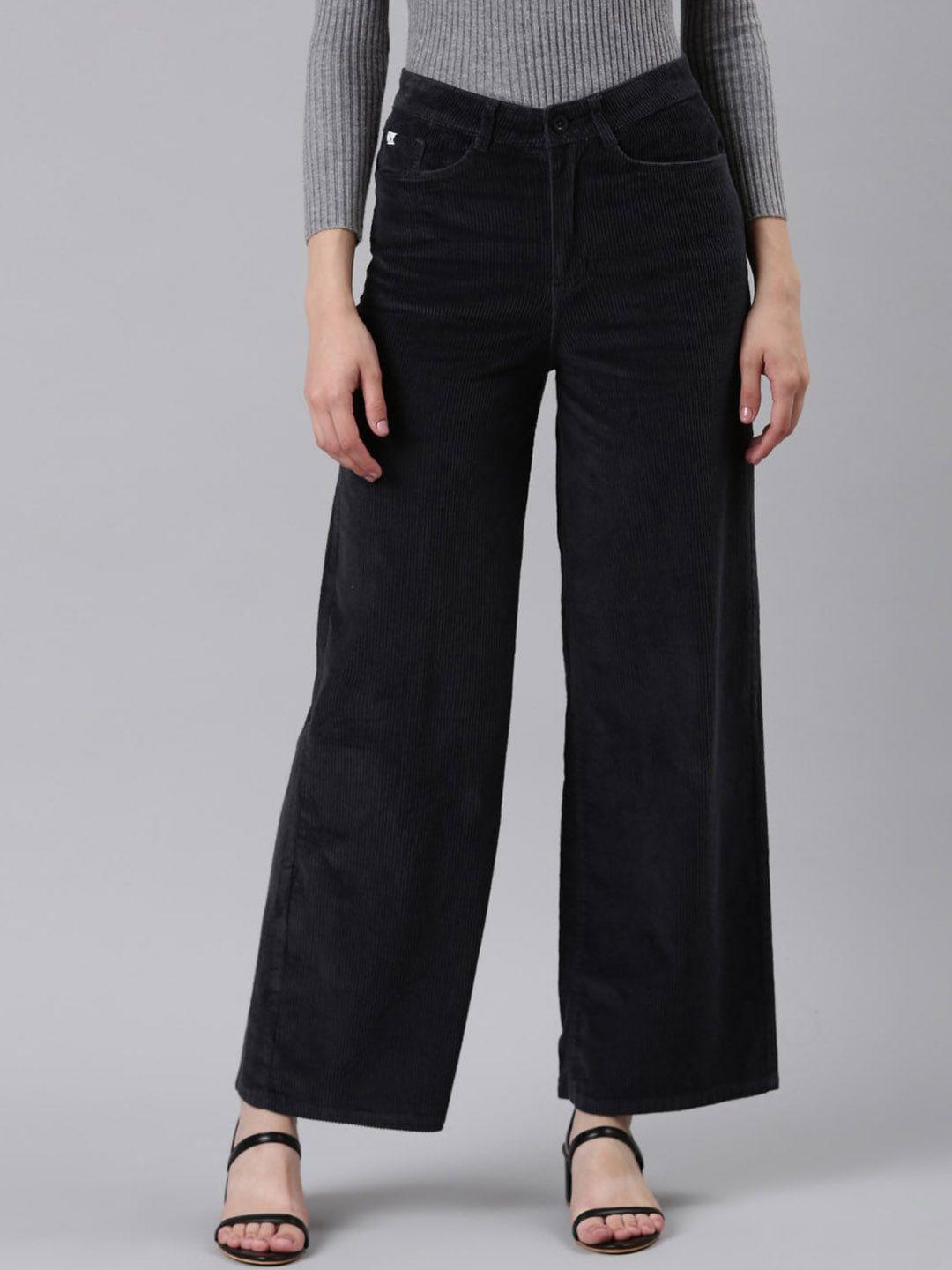showoff women straight fit high-rise trousers