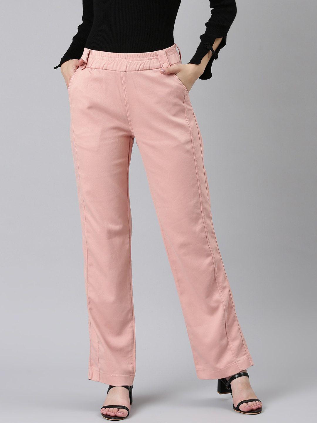 showoff women straight fit high-rise trousers