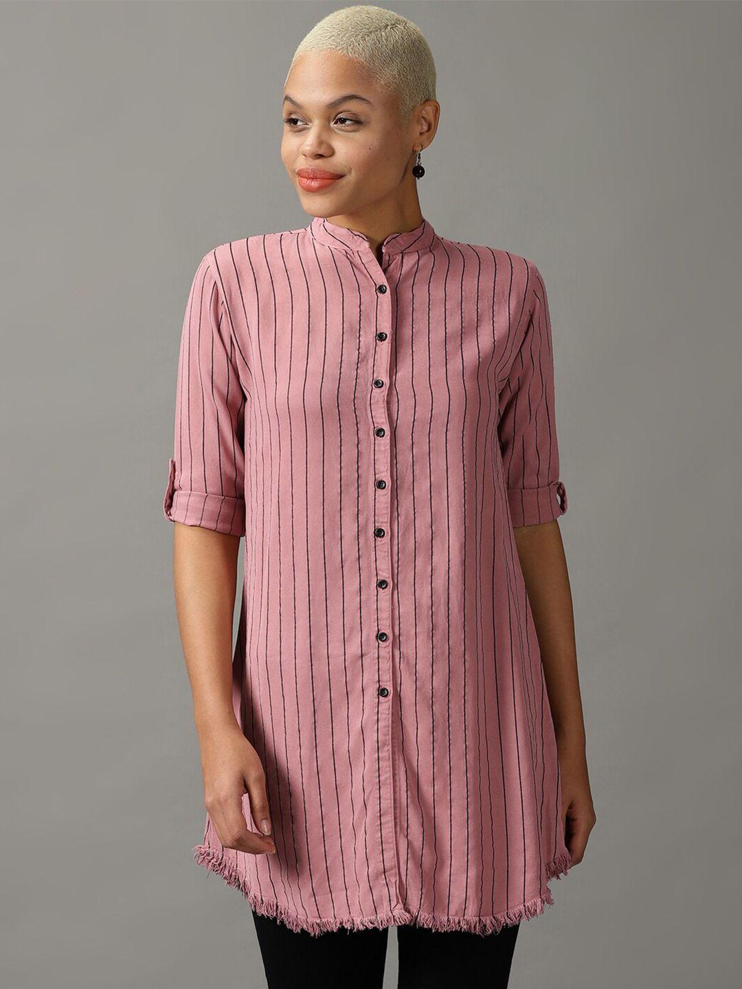 showoff women striped casual shirt