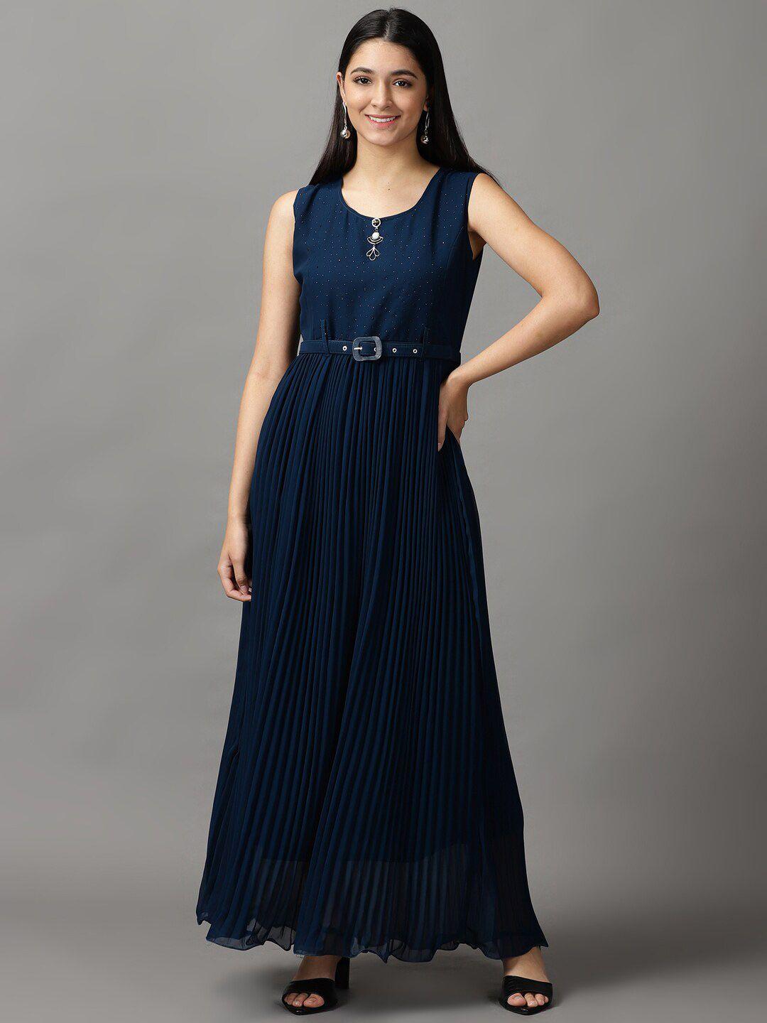 showoff women teal blue a-line maxi dress