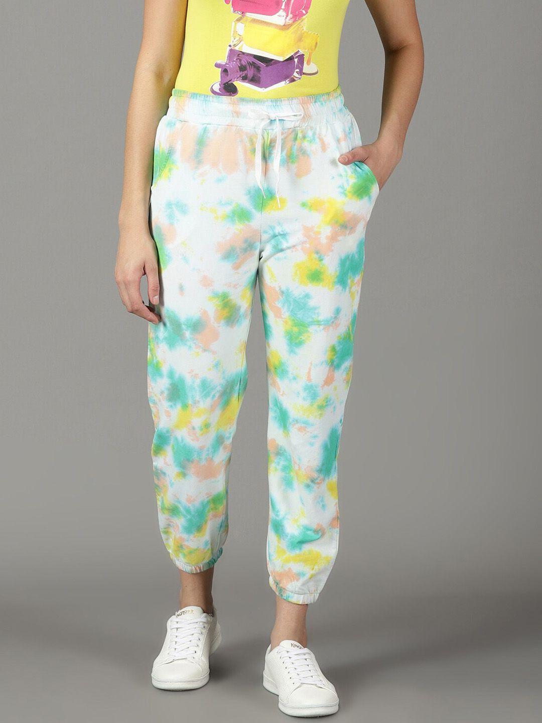 showoff women tie & dye printed regular fit joggers