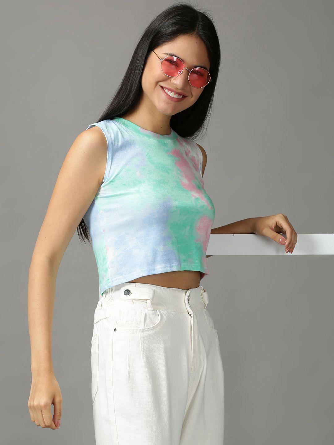 showoff women tie and dyed crop top