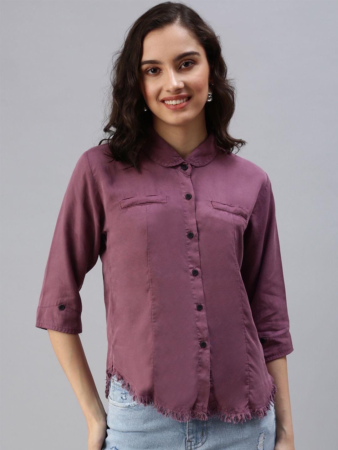 showoff women violet casual shirt