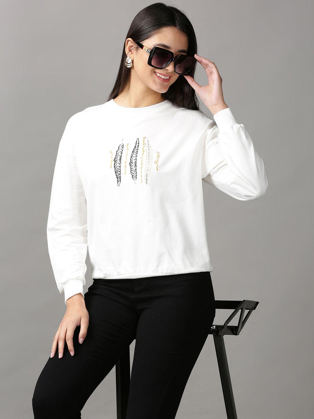 showoff women white & black embroidered top