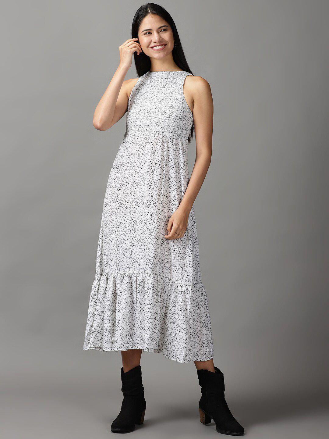 showoff women white & black midi dress