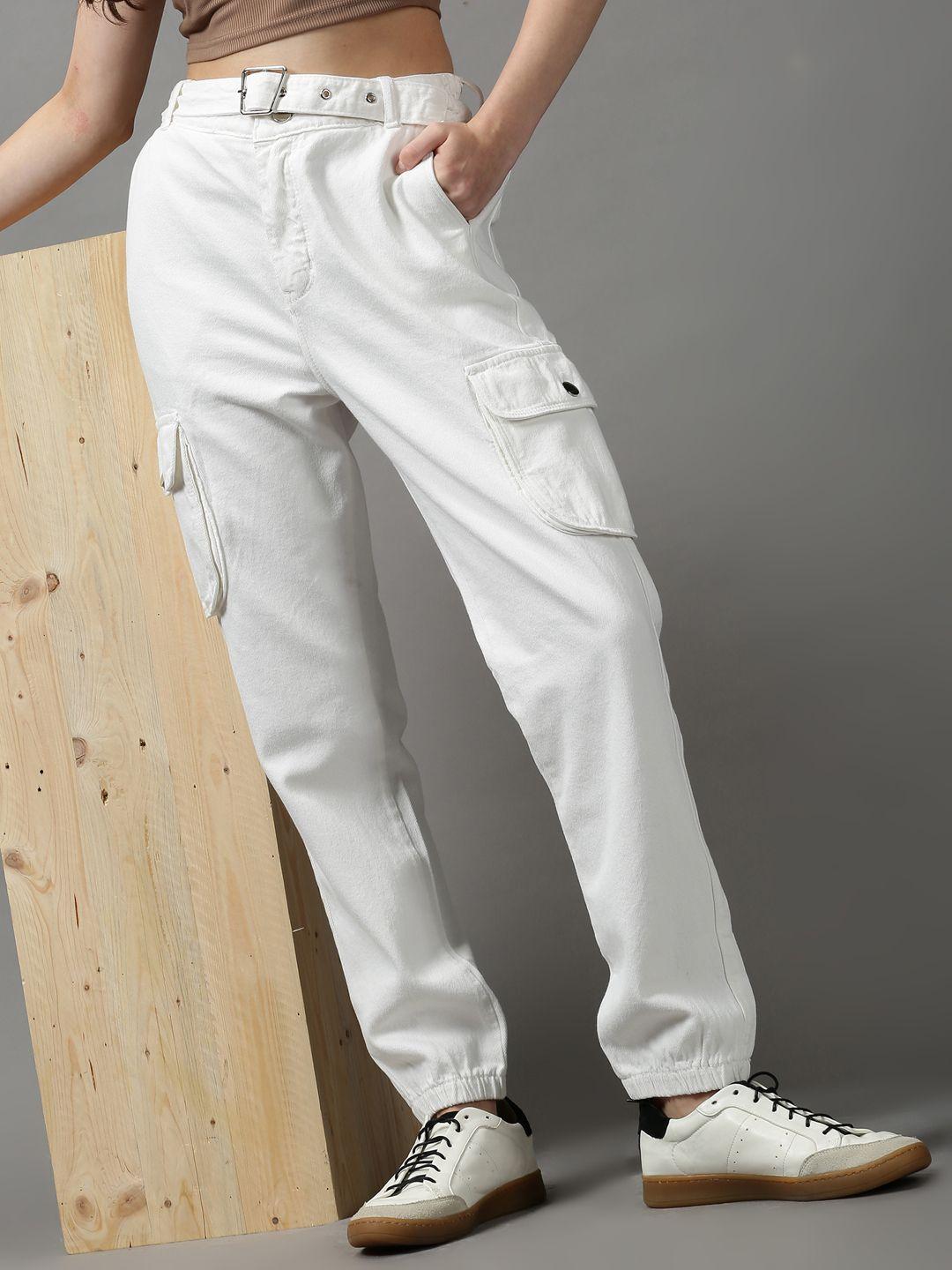 showoff women white jogger jeans