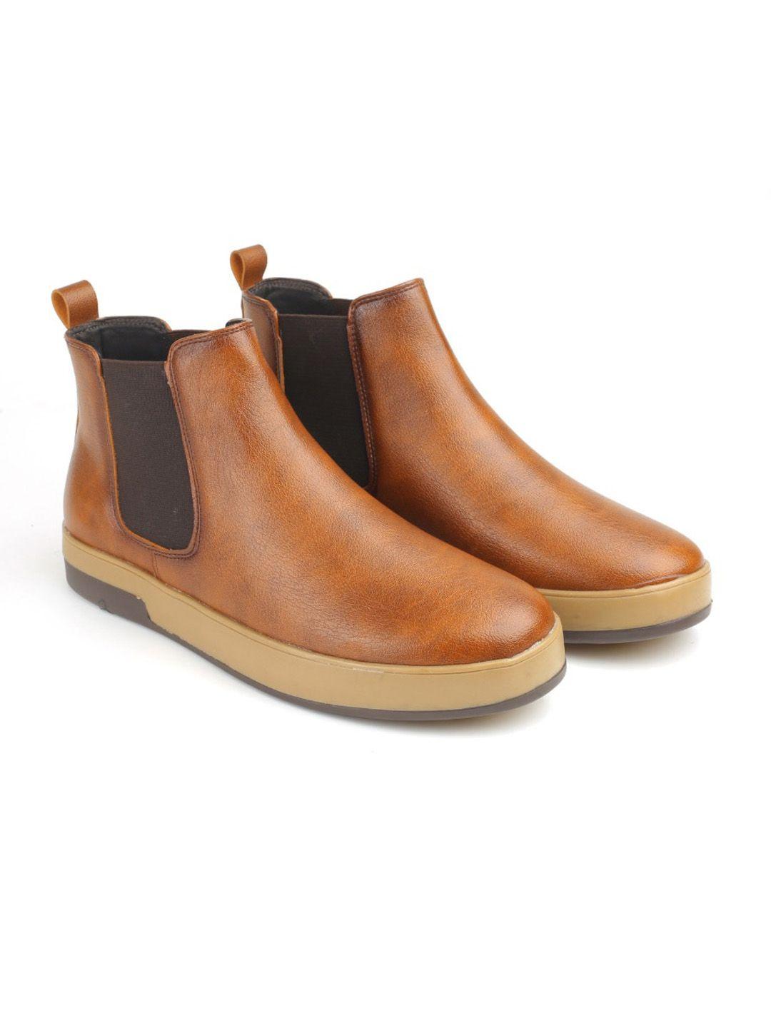 shozania men mid top leather chelsea boots