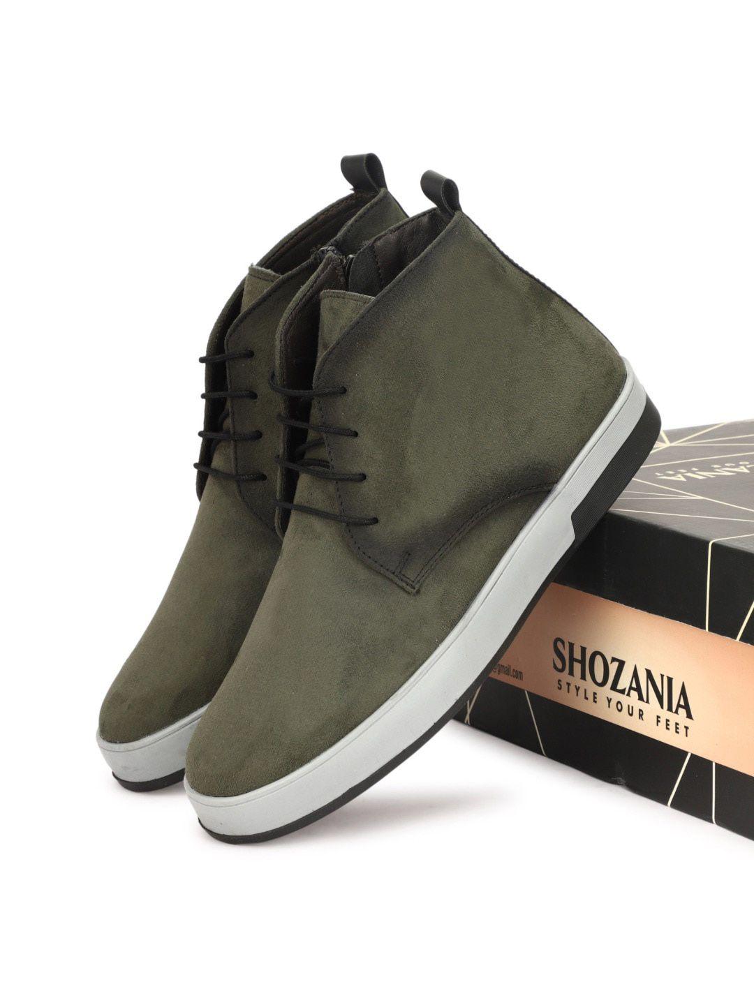 shozania men mid top leather desert boots