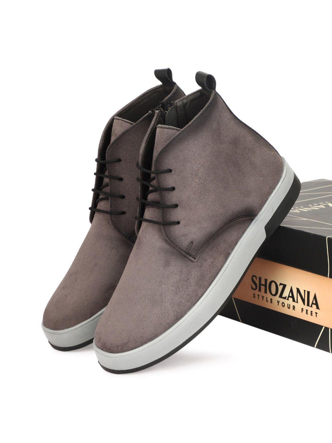 shozania men mid top leather desert boots