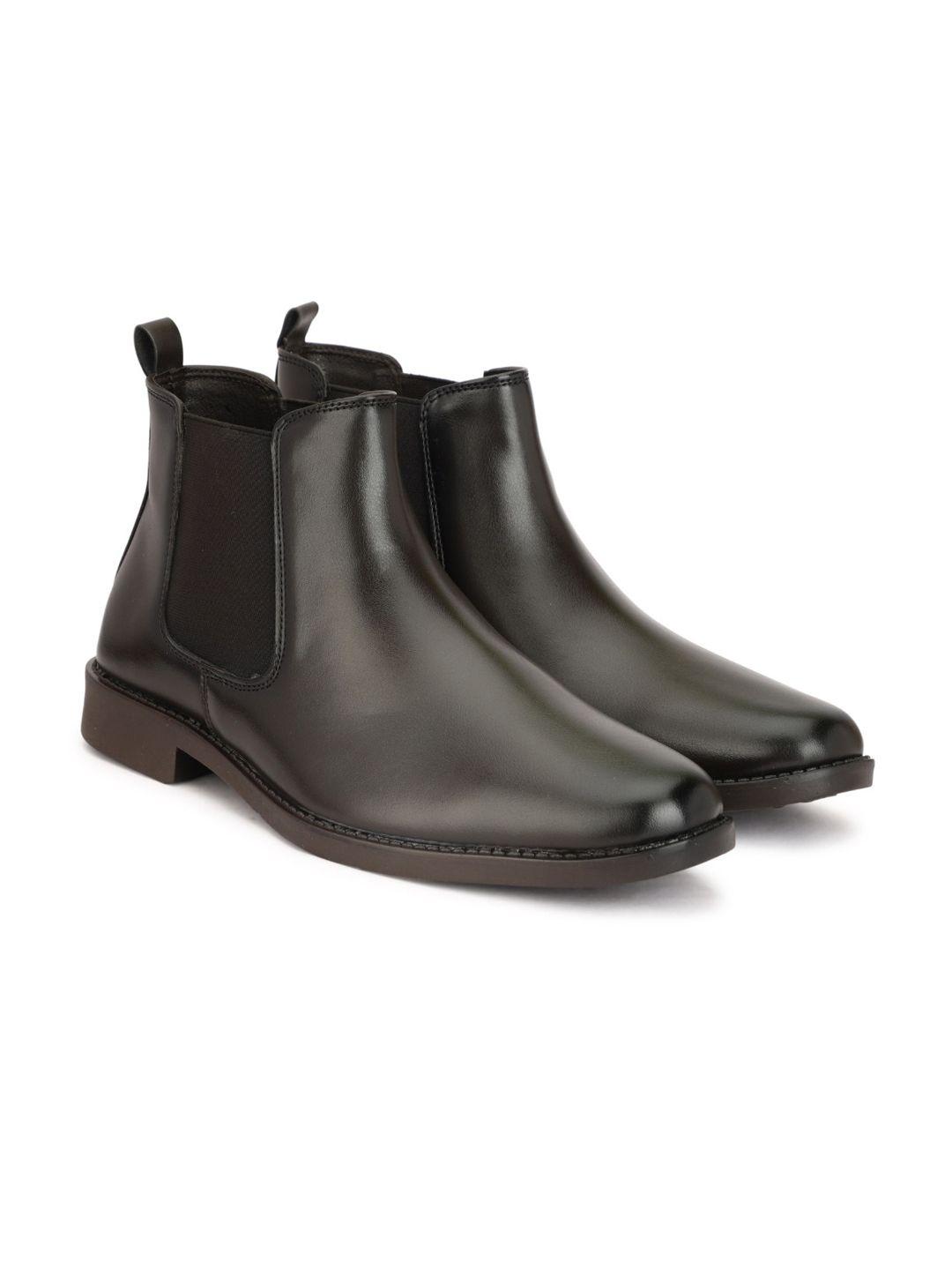 shozania men mid top leather work chelsea boots