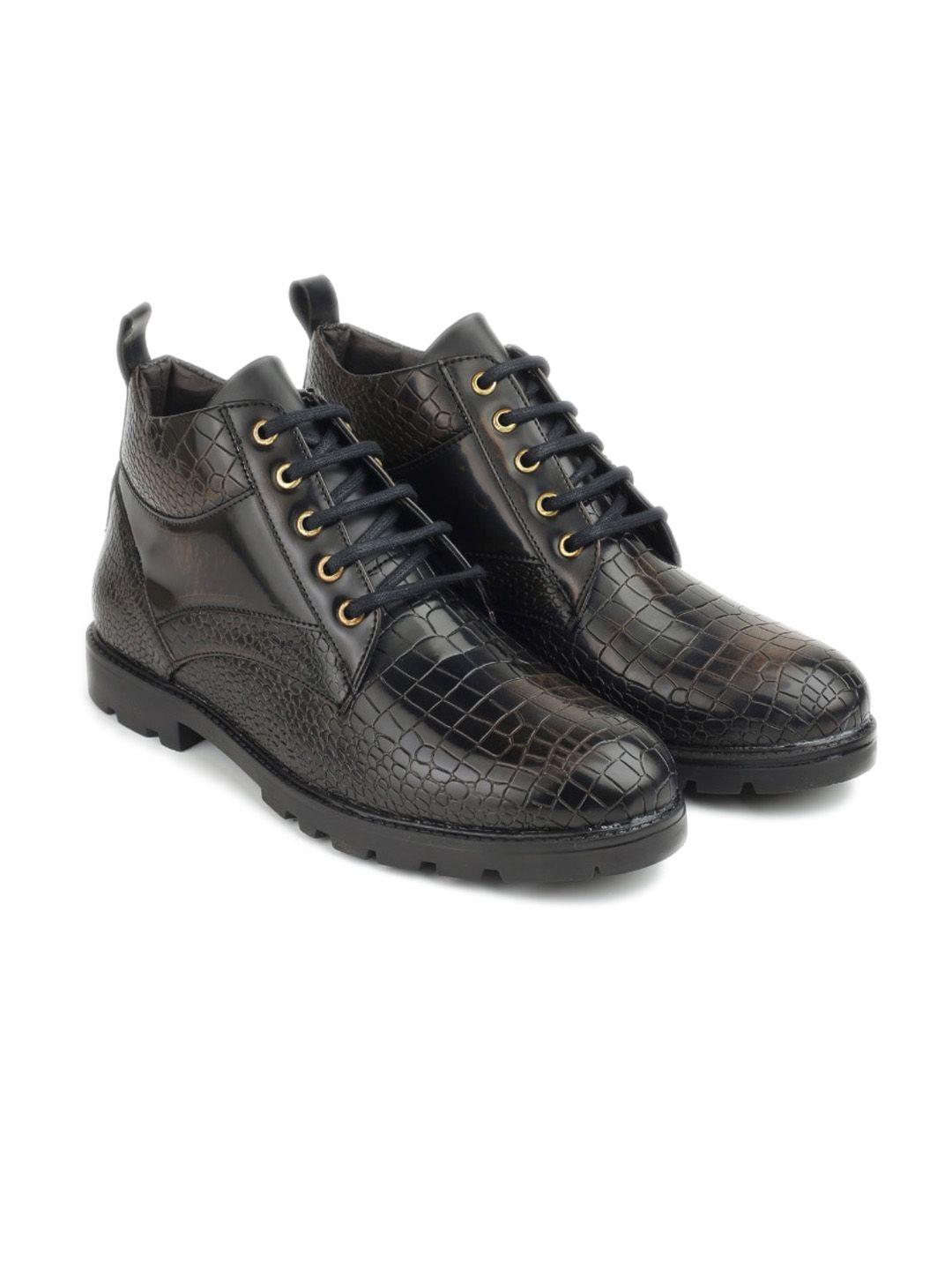 shozania men mid top textured leather regular boots
